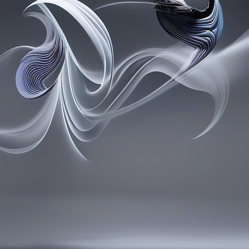An image showcasing two dancers: one fluidly moving in abstract patterns, with dynamic shapes and lines, while the other follows a literal choreography, with precise, defined movements, exploring the spectrum between abstract and literal expression