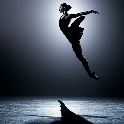 An image featuring a dancer, gracefully manipulating space and time through fluid movements, while embodying the key principles of choreography: form, rhythm, dynamics, and storytelling