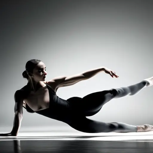 An image that captures the essence of freelance choreography, depicting a dancer gracefully contorting their body in a dimly lit, empty studio, symbolizing the solitary challenges and profound artistic rewards of this unique profession