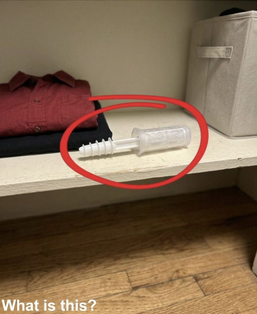 This evening, I opened my wife’s wardrobe and discovered this inside.