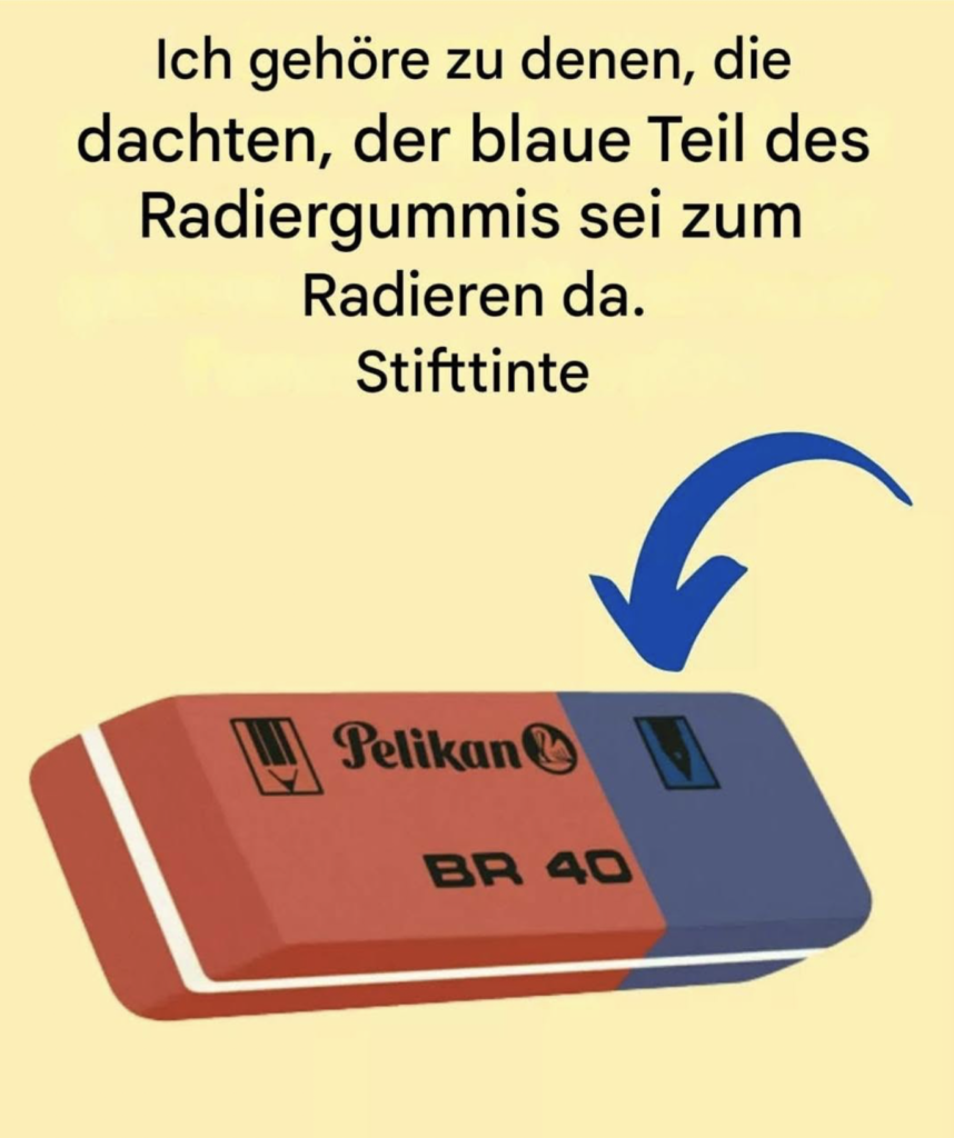 Wozu dient also genau der blaue Teil des Radiergummis?