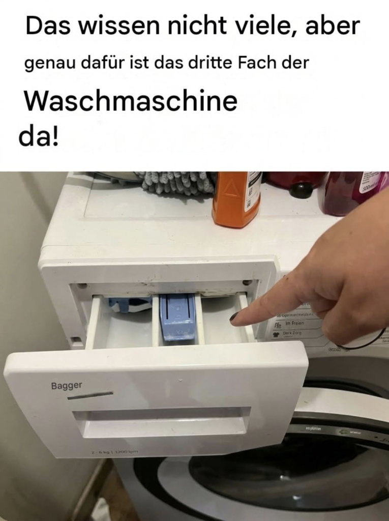 Das weiß fast niemand, aber genau dafür ist die dritte Schublade Ihrer Waschmaschine da!