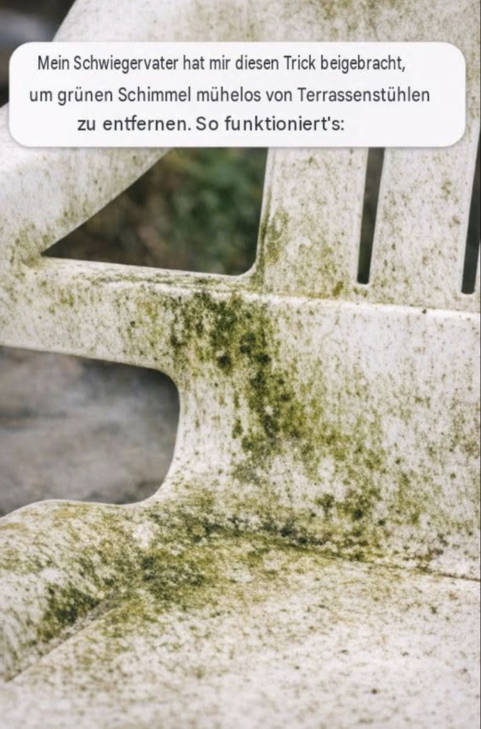 Mein Schwiegervater hat mir diesen Trick gezeigt, um grünen Schimmel mühelos von Terrassenstühlen zu entfernen. So funktioniert’s: