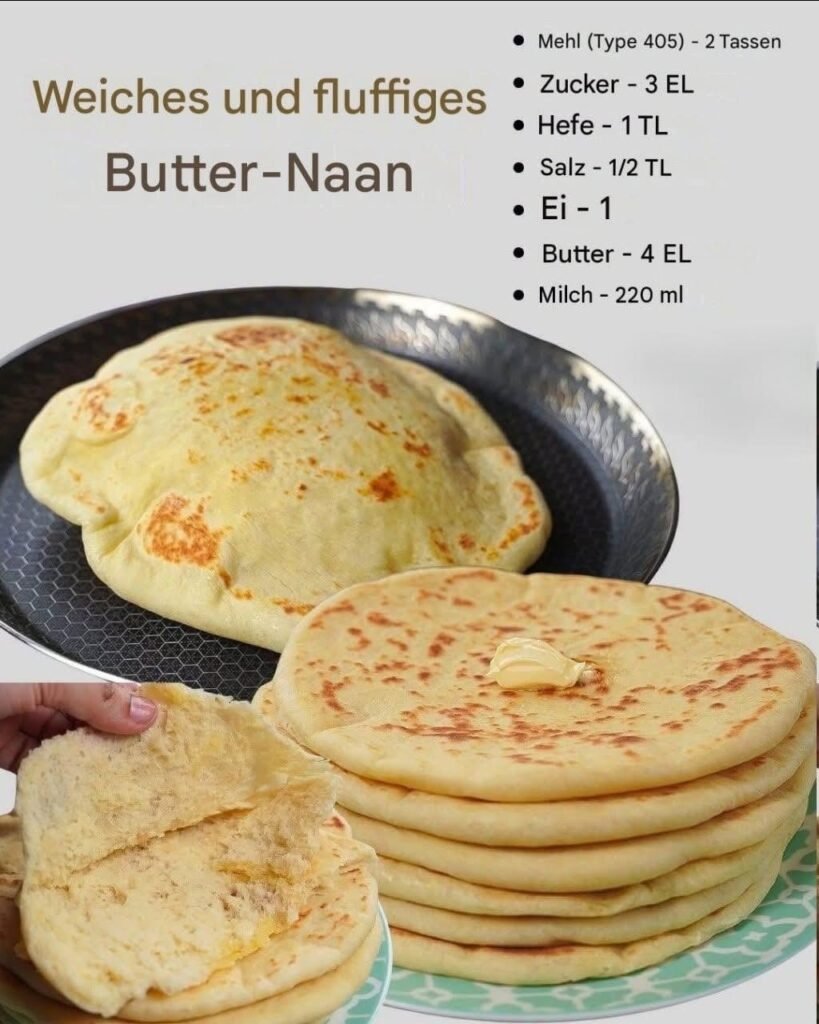 🫓 Einfaches Butter-Naan – weich, fluffig und herrlich buttrig