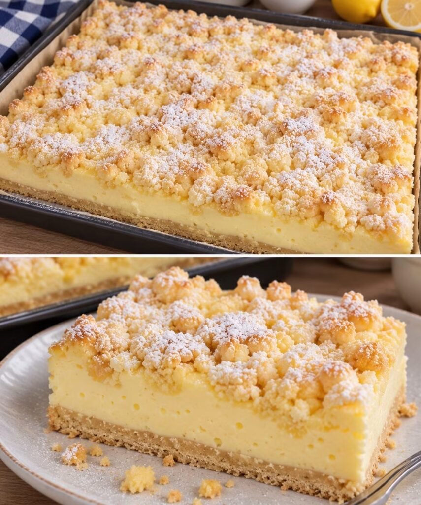 Ratz-Fatz Vanillepudding-Streuselkuchen vom Blech – einfach, cremig und herrlich knusprig