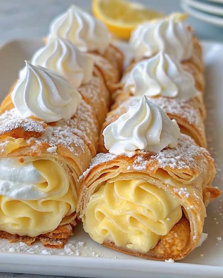 Zitronen-Baiser-Cannoli – Knusprige Röllchen mit frischer Zitronencreme