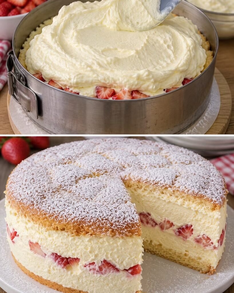 Erdbeer-Sahne-Torte wie vom Konditor – fluffiger Biskuit mit cremiger Füllung
