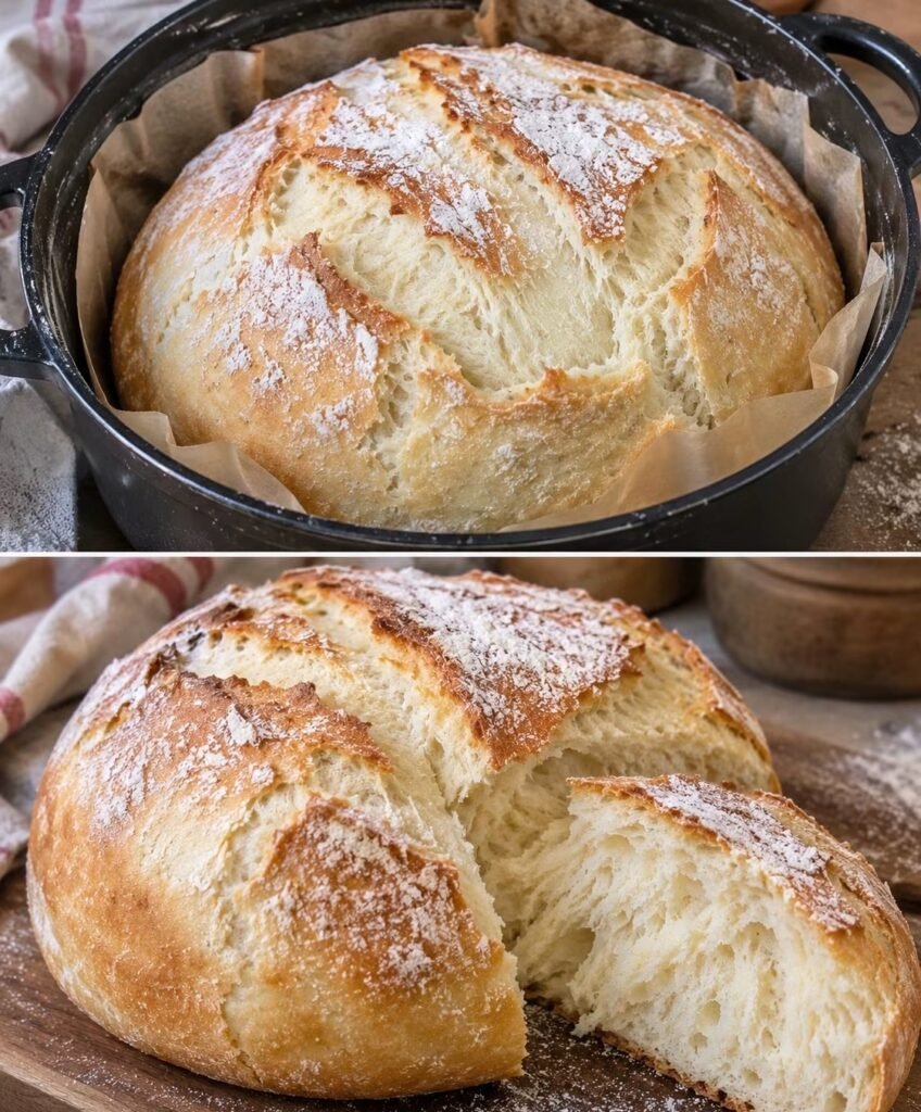 Einfaches Bauernbrot aus dem Topf – außen knusprig, innen herrlich fluffig