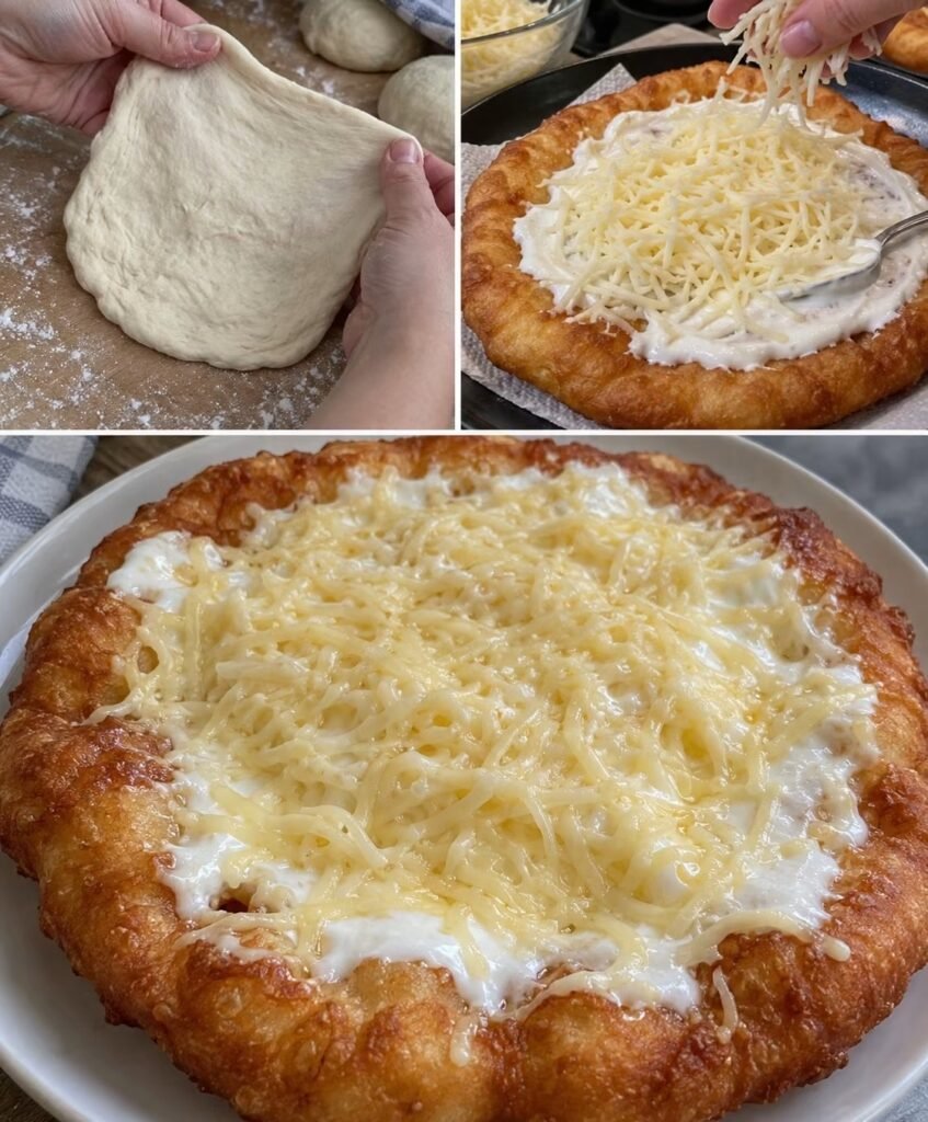Ungarische Lángos wie vom Jahrmarkt – außen knusprig, innen weich und herrlich herzhaft