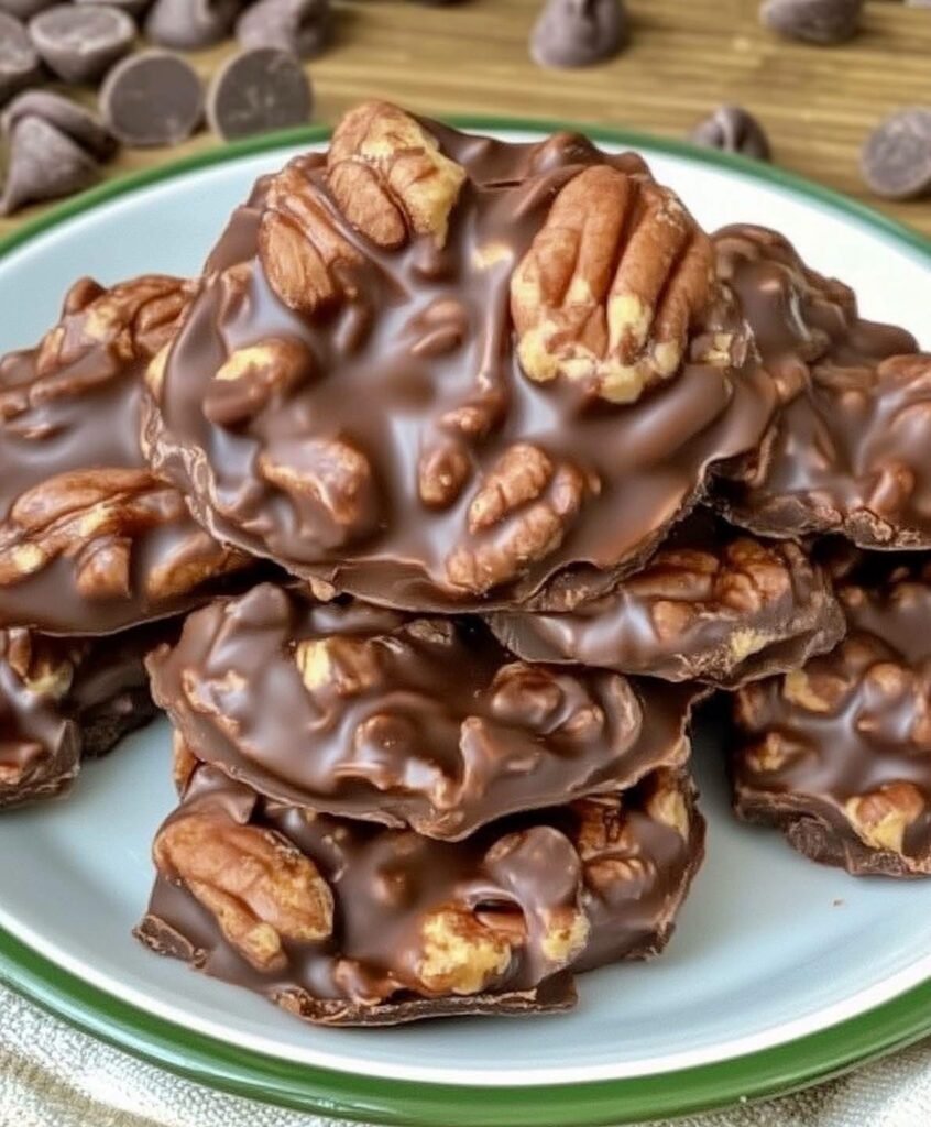 Chocolate-Pekannuss-Karamell-Häufchen – amerikanische Turtle Clusters