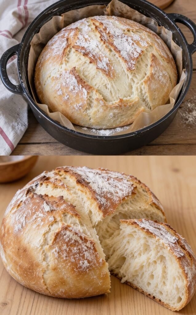 Einfaches Bauernbrot aus dem Topf – knusprige Kruste und lockere Krume